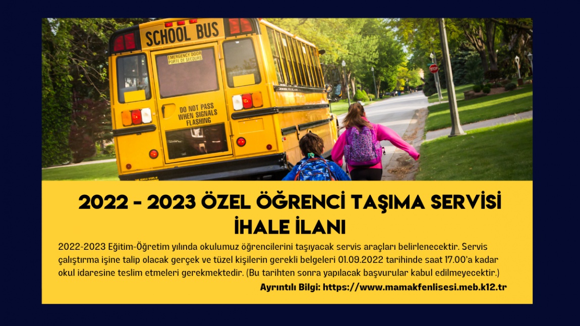 2022 - 2023 Özel Öğrenci Taşıma Servisi İhale İlanı